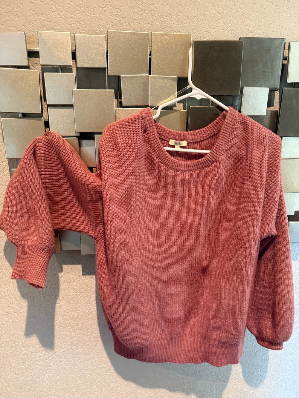 Kori Mauve Crewneck Sweater with Balloon Sleeves